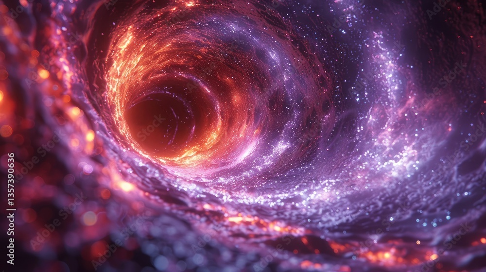 Poster dive into a mesmerizing tunnel of cosmic colors and swirling patterns. this vibrant spiral evokes a 