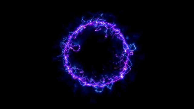 Abstract effect explosion electric energy shockwave ,dimensional gate, Neon glow style on black background for overlay