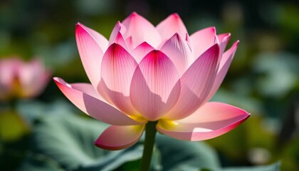 Fototapeta premium Pink Lotus Flower in Bloom: A Stunning Display of Nature's Beauty
