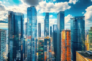 Obraz premium Aerial View of Milan Skyline Showcasing Modern Skyscrapers in Porto Nuovo Business District, Italy
