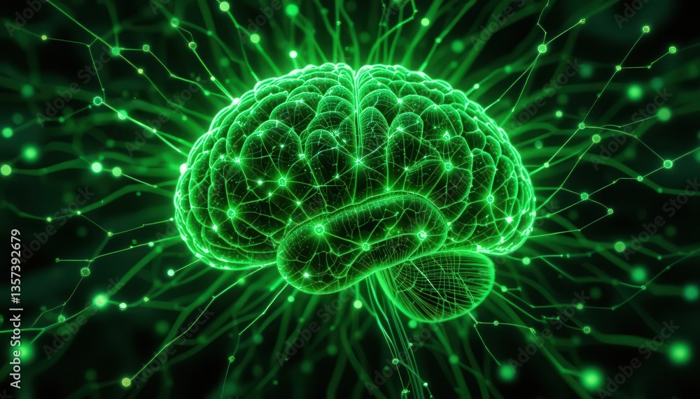 Aufkleber glowing neural network a vibrant visualization of brain activity and connections