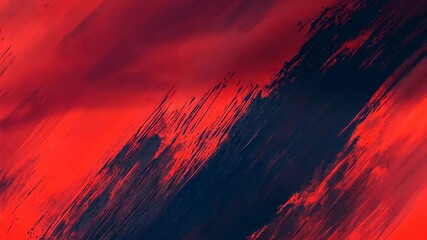 Dynamic abstract artwork featuring bold red and blue strokes creating a vibrant display of colors and movement