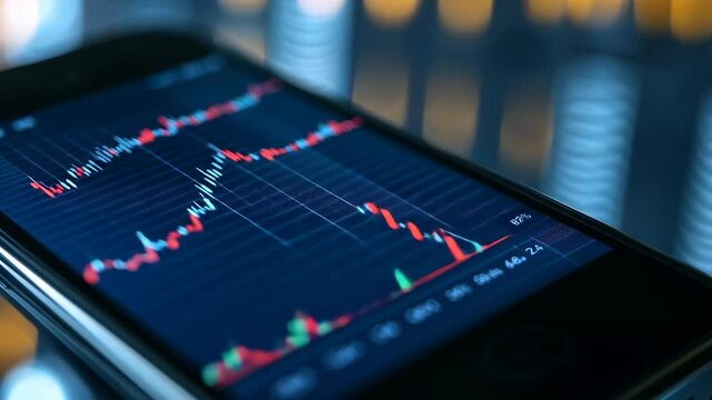 Smartphone Displaying Stock Market Fluctuations and Financial Data Analytics
