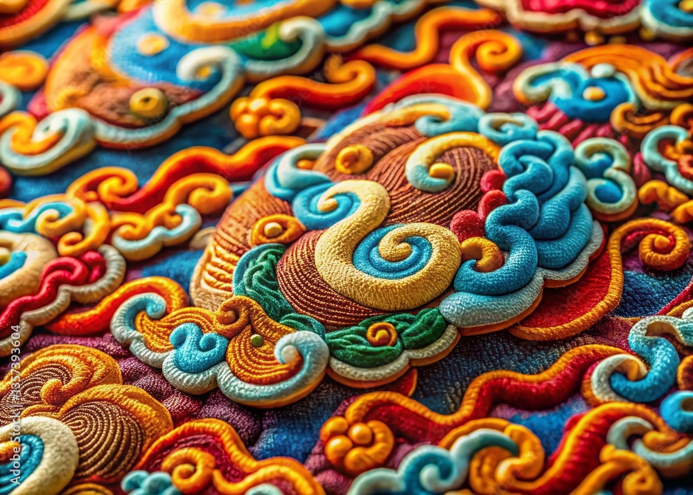 Poster intricate chinese cloud design macro photography: detailed texture and artistic patterns