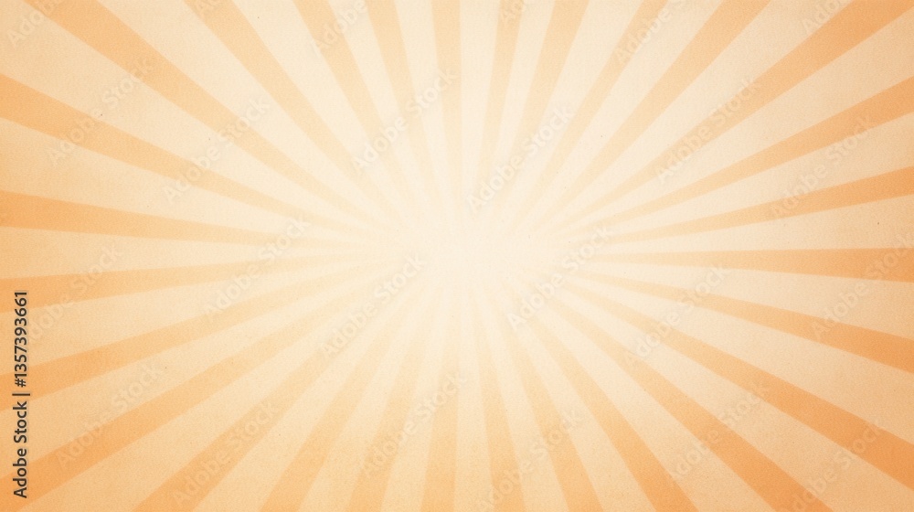 Poster an light beige and orange burst pattern with retro radial lines emanating from a central point
