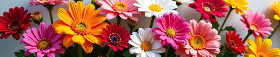 Close up of a vibrant bouquet of assorted flowers,  blooming,  blossoms