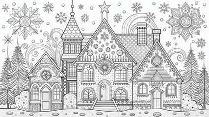 Obraz premium Intricate Holiday Ornament Architecture Coloring Page for Adults