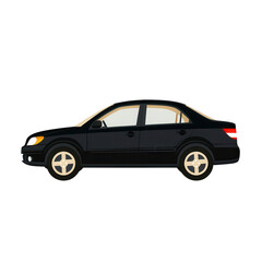 Obraz premium Black sedan car, white isolate background