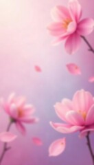 Fototapeta premium Blurred gradient pink background with light pastel colors overlapped in an unusual spring design, gradient, pastel