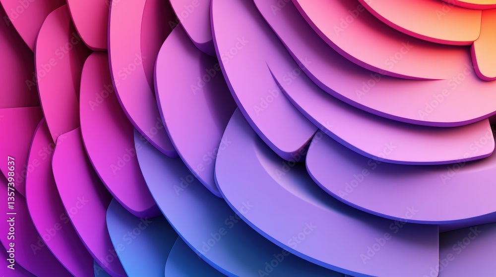 Aufkleber abstract close-up of overlapping curved pastel shapes transitioning from deep blue to vibrant pink a