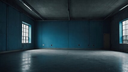 Obraz premium empty room with blue windows