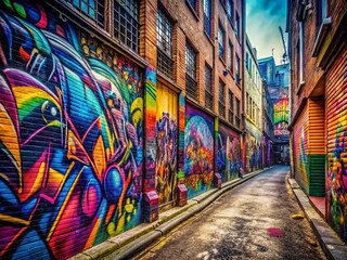 Fototapeta premium Vibrant Street Art Graffiti Wall Background with Copy Space