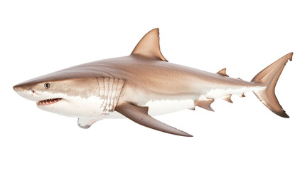 Naklejka premium Realistic depiction of a shark swimming gracefully in clear blue ocean waters, side view
