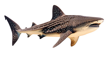 Naklejka premium Majestic Shark Swimming Gracefully Through Clear Blue Waters with Intricate Patterns