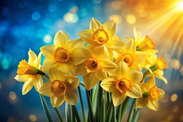 Naklejka premium Vibrant Yellow Daffodils Spring Flowers Close-Up Photography