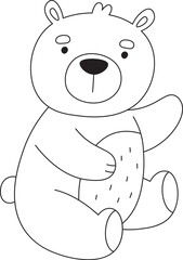 Cute Bear with Simple Lines