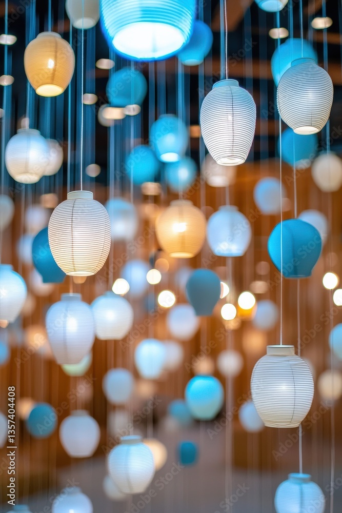 Poster a lantern suspended by threads made of speech bubbles, symbolizing fragile yet strong connections