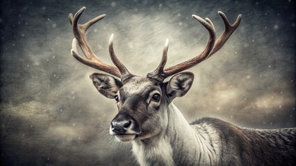 Naklejka premium Vintage Black and White Reindeer Clipart - Festive Holiday Illustration