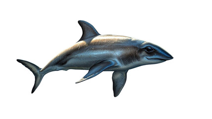 Fototapeta premium Realistic depiction of a shark swimming in clear blue water with sunlight illuminating its body
