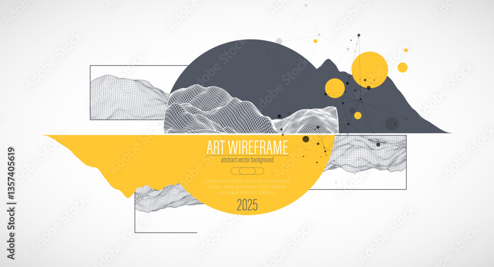 Aufkleber abstract wireframe background. modern science or technology art elements. surface illustration insid