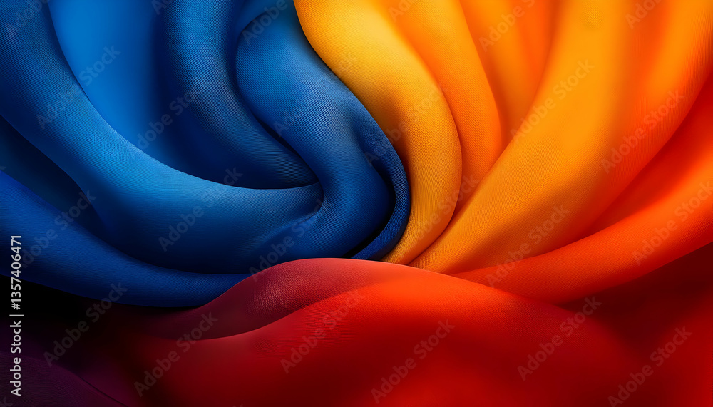 Poster a vibrant swirl of blue, orange, and red colors creating a dynamic abstract background for creative 