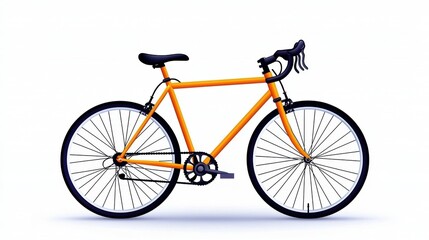 Naklejka premium A minimalist illustration of an orange bicycle with thin tires and a simple design, showcasing its sleek frame and functional components.