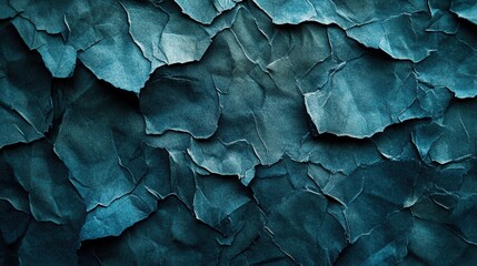 Fototapeta premium Abstract teal paper texture with rough edges and crumpled surface creating a dramatic and artistic effect perfect for backgrounds and design elements