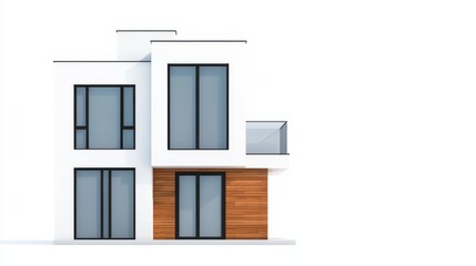 Modern White House with Wooden Accents and Large Windows