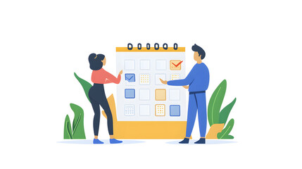 Obraz premium vector illustration of a business man,illustration of time management and work plan concept