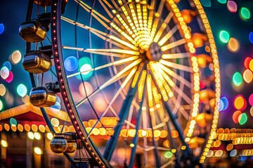 Fototapeta premium Liseberg Amusement Park Ferris Wheel Night Bokeh Lights