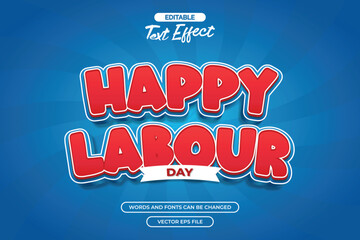Happy labor day editable text effect with blue comic background