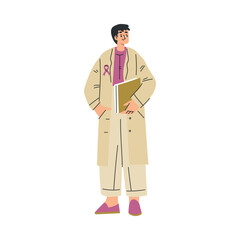 Man Doctor and Medical Worker Stand in Uniform Vector Illustration
