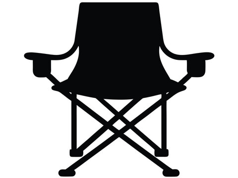 recommend clip art: Camping chair silhouette flat style, Camp Chair Icon vector illustration