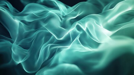 Obraz premium Gentle turquoise waves forming abstract design on a black background for artistic projects