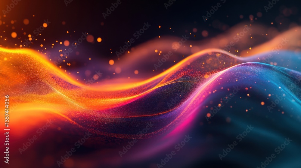 Poster dynamic waves of energy flowing in abstract gradient pattern a captivating fusion of red and blue hu