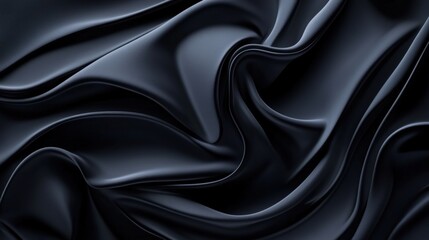 Obraz premium Abstract close-up of dark flowing fabric showcasing smooth undulating curves with deep shadows creating a mesmerizing and dynamic visual experience.