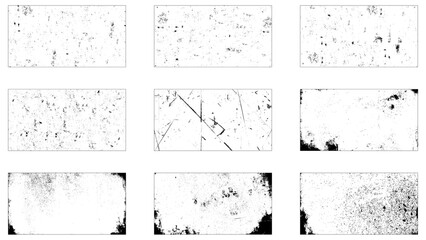 grunge illustration. Set of 10 frames in grunge style. Dirty borders collection on white background.  
