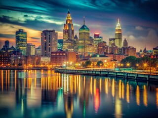 Obraz premium Vintage Philadelphia Skyline Night Photography - Classic Cityscape at Dusk