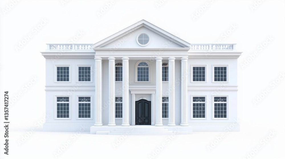 Poster white neoclassical building architectural rendering