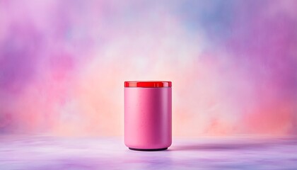 Pink aroma diffuser with pastel background.