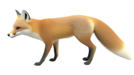 Realistic and Detailed Illustration of a Standing Fox in a Natural Position