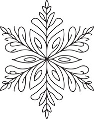 Snowflake continuous line art drawing black vector