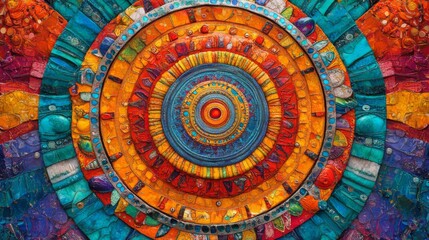 Vibrant Circular Mosaic Art Colorful Abstract Design