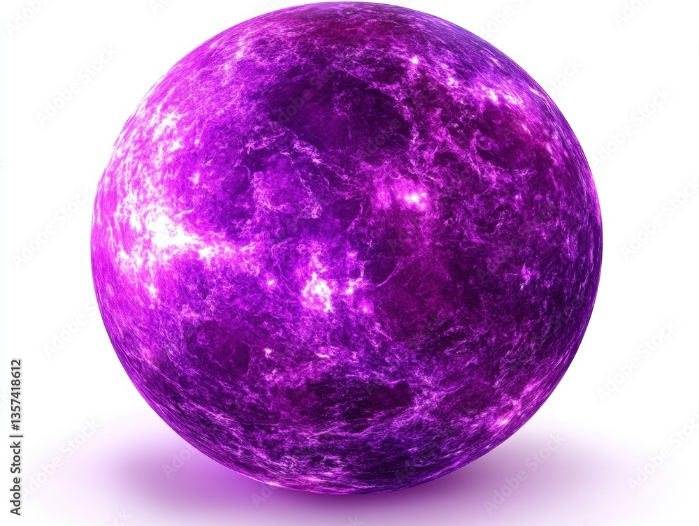 Poster abstract purple sphere with glowing highlights against a white background creating a mystical visual