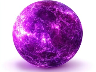 Abstract purple sphere with glowing highlights against a white background creating a mystical visual effect and a sense of wonder
