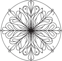 Snowflake continuous line art drawing black vector