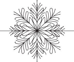 Snowflake continuous line art drawing black vector