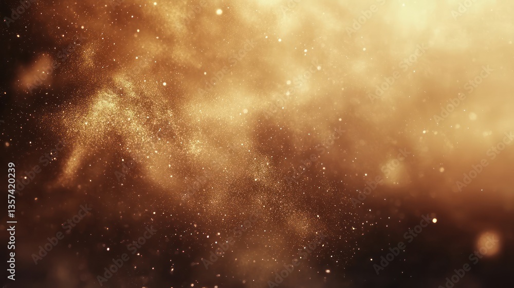 Poster elegant shimmering particles background for festive events with dynamic light and golden shades