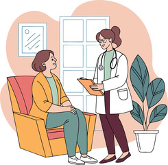 Doctor Consulting with Patient in Clinic Vector Design