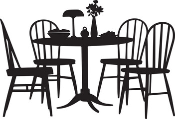 A vector silhouette image of a table